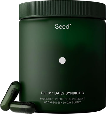 Seed DS-01 Daily Synbiotic - Prebiotic and Probiotic (60 Capsules) - 53.6 Billion AFU - Digestive Health, Gut Health, and Immune Health - Multi-Strain Probiotics for Women & Men - Vegan & Shelf-Stable