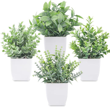 Der Rose 4 Packs Fake Plants Mini Artificial Greenery Potted Plants