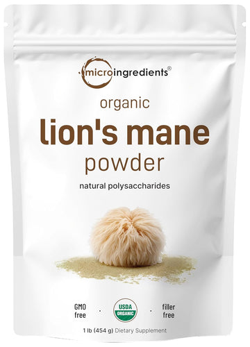 Organic Lions Mane Mushroom Supplement Powder, 16 Ounce | Nootropic for Mental Clarity Energy & Immune Support | Non-GMO Vegan